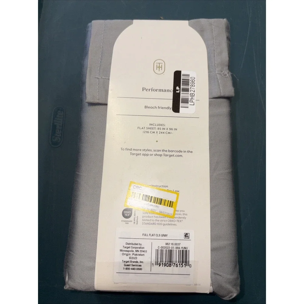Full‎ 400 Thread Count Performance Flat Sheet Classic Gray - Threshold: Cotton